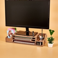 Large Size Monitor Riser Stand Wood Organizer File Stationery Holder for Office Desks School Home