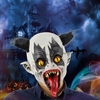 Latex Full Head Creepy Bat Clown Mask Toothy Scary Ghost Masks with Black Hair for Halloween Masquerade Costume
