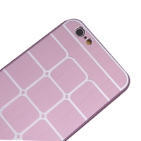 Lattice Grid Protective Brushed Aluminum Hard Back Case Cover Skin for Apple iPhone 6 Pink