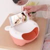 Lazy Bear Design Double Layer Fruit Plate with Cellphone Stand Holder Snacks Seeds Dish Container Storage Box Style 1 Blue