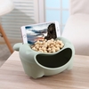 Lazy Bear Design Double Layer Fruit Plate with Cellphone Stand Holder Snacks Seeds Dish Container Storage Box Style 1 Blue