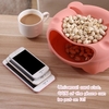 Lazy Bear Design Double Layer Fruit Plate with Cellphone Stand Holder Snacks Seeds Dish Container Storage Box Style 1 Blue