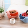 Lazy Bear Design Double Layer Fruit Plate with Cellphone Stand Holder Snacks Seeds Dish Container Storage Box Style 1 Blue