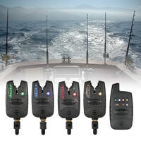 Lixada Wireless Fishing Bite Alarms Set Digital Fishing Alarm Kit 1 Receiver Plus 4 Alarms for Carp Fishing with 4pcs Carp Fishing Swinger Illuminated LED Swinger with Zippered Box Fishing Tackles