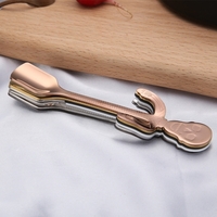 Long Handle Stainless Steel Spoon Tea Coffee Spoons Skeleton Handles Cream Teaspoon Flatware Hanging Cups Drinking Tools Kitchen Gadget Black