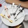 Long Handle Stainless Steel Spoon Tea Coffee Spoons Skeleton Handles Cream Teaspoon Flatware Hanging Cups Drinking Tools Kitchen Gadget Black