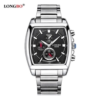 LONGBO Brand Fashion Quartz Casual Wristwatch Luxury Rectangle Watches Men Alloy Strap Watches Male Military Watch 80009