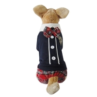 Lovely Bowtie Fashionable Campus Style Pet Puppy Dog Clothes Jumpsuit Couple Dress for Spring Autumn Female M