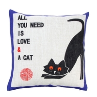 Lovely Cute Cat Cotton and Linen Pillowcase Back Cushion Cover Throw Pillow Case for Bed Sofa Car Home Decorative Decor 45 * 45cm