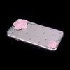 Luxury Clear Transparent Crystal Bling Rhinestone Diamond Pink Flower Case Hard Back Cover Protective Shell for Apple iPhone 6 Pink