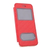 Luxury Slim Flip Leather Dual Double View Window Maze Grain Case Hard Back Cover Protective Shell for Apple iPhone 6 4.7" Red