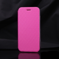 Luxury Slim Flip Leather Rhombus Grain Case Soft Clear TPU Back Cover Protective Shell for Apple iPhone 6 4.7" Rose Red