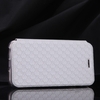 Luxury Slim Flip Leather Rhombus Grain Case Soft Clear TPU Back Cover Protective Shell for Apple iPhone 6 4.7" White