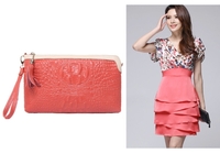 Luxury Women Clutch Bag Crocodile Pattern Genuine Leather Shoulder Chain Messenger Bag Purse