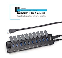 OImaster 10-Port USB 3.0 HUB Portable HUB HUB with Power Switch