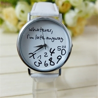 OKTIME Hot Fashion Women Leather Watch Wathever I am Late Anyway Letter Quartz Alloy Watches New