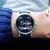 OKTIME New Cute Men Women Fashion Simple Cat Lovely Watches Glass Mirror Steel Strap Quartz Watch