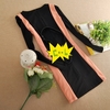 OL Sexy Mini Dress Long Sleeves O-neck Patchwork Sheath One-piece with Belt