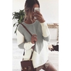 omen Knitted Sweater Contrast Color Round Neck Long Sleeve Hollow Out Autumn Winter Casual Loose Pullover