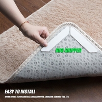 One Pack of 8Pcs Anti Curling Rug Grips Non Slip Rug Pads Carpet Grippers Reusable Removable Washable Gripper Tape Keeps Your Rug in Place & Makes Corners Flat Premium Carpet Gripper for Your Rugs Size 1