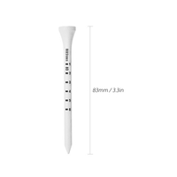 Pack of 80 White Wooden Golf Tees with Striped Scale 83mm