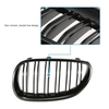 Pair of Gloss Black Car Front Grilles with Double Line for BMW E60 4-Door 2003-2009