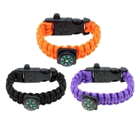 Paracord Bracelet Travel Outdoor Emergency Quick Release Survival Bracelet with Flint Stone Whistle Buckle Mini Compass
