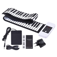 Portable Silicon 88 Keys Hand Roll Up Piano Electronic USB Keyboard Built-in Li-ion Battery and Loud Speaker with One Pedal