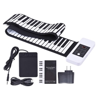Portable Silicon 88 Keys Hand Roll Up Piano Electronic USB Keyboard Built-in Li-ion Battery and Loud Speaker with One Pedal