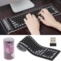 Portable Silicone 2.4 G Wireless Washable Keyboard for PC Tablet Laptop Computer Best for Business Travel