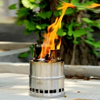 Portable Stainless Steel Lightweight Wood Stove Solidified Alcohol Stove Outdoor Cooking Picnic BBQ Camping