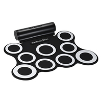 Portable Stereo Digital Electronic Roll Up Drum Kit 9 Silicon Drum Pads Built-in Double 3W Speakers USB Powered with Drumsticks Foot Pedals 3.5mm Audio Cable for Practice Beginners Kids