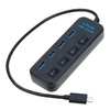Portable Super Speed Reversible USB 3.1 Type C to 4 Ports USB 3.0 Hub with Individual On/Off Power Switch for New MacBook 12 Inches Google Ultrabook Laptop Notebook
