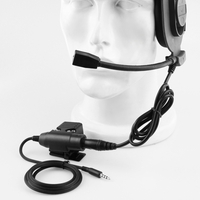 Portable Tactical Microphone Headset PTT Key Switch for Walkie Talkie CS Accessory Radio Mic Neckband Black