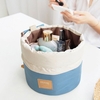 Portable Travel Barrel Carry Case Large Cosmetic Bags Makeup Toiletry Storage Bag with Drawstring Pockets Pink