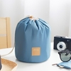 Portable Travel Barrel Carry Case Large Cosmetic Bags Makeup Toiletry Storage Bag with Drawstring Pockets Pink