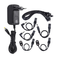 Power Supply Adapter 9V DC 2000mA for Guitar Bass Effect with 8 Way Daisy Chain Splitter Lead Chord Cable / 2pcs Battery Clip Converter / 2pcs 3.5mm Convector / 1pcs Reverse Polarity Cable