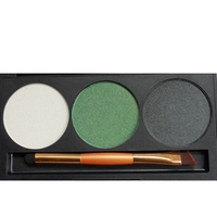 Professional 3 Color Shimmer Glitter Makeup Eyeshadow Palette with Mirror & Double Ended Brush