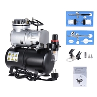 Professional Airbrush Air Compressor Kit with Dual-action Gravity Feed Airbrush& Suction Feed Airbrush for Model Tattoo Makeup Cake Decorating Body Art Painting