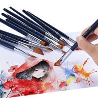 Professional Artist Paint Brush Kit Including 12pcs Nylon Hair Short Handle Watercolor Acrylic Gouache Oil Painting Brushes with Color Palette Zippered Bag