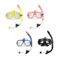 Professional Diving Silicone Mouthpiece Snorkel & Tempered Glass Mask Set with Action Camera Mount for Scuba Diving Swimming