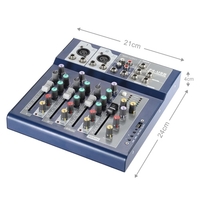 Professional Metal 4 Channel Live Mixer Mixing Console 3-Band EQ USB Function 48V Phantom with Bulit-in Effect Processor Mic Input