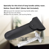 PU Leather Razor Pouch Handle Straight Long Safety Razor Case Long Handle Double Edge Razor Holder