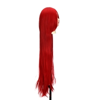 Pure Red 1m Long Staight Wig Anime Character Cosplay Stage Role Forehead Fringe
