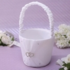 Pure White Romantic Wedding Flower Basket Elegant Satin Shining Rhinestone Embedded Adorable Basket