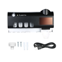 PURETTA UV Toothbrush Sterilizer Solar Toothbrush Sanitizer Toothbrush Rack Toothbrush Holder Toothbrush Stand Brush Holder with Toothpaste Dispenser Bathroom Organizer Storage Rack