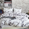 Soft Polyester Brushed Microfiber Duvet Set with Zipper Closure Marble Printed Pattern Duvet Cover + 2pcs Pillowcases--Single Size