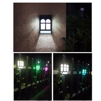 Solar Energy Lamp Outdoor Fence Lamps Garden Waterproof Landscape Courtyard Lights Street Stair Wall Colorful Light With Three-way Switch(OFF