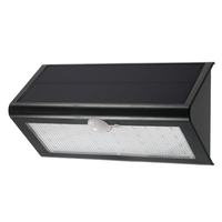 Solar Outdoor Light 46 LED 800 Lumen PIR Motion Sensor Light Waterproof and Wireless Wall Garden Yard Pathway Fence Light in Black (Warm White)
