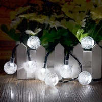Solar Power Energy Crystal Ball String Outdoor Colorful 8 Lighting Modes Light